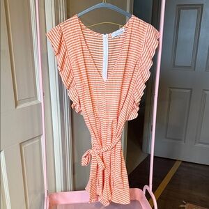 Orange Gingham Mini Dress